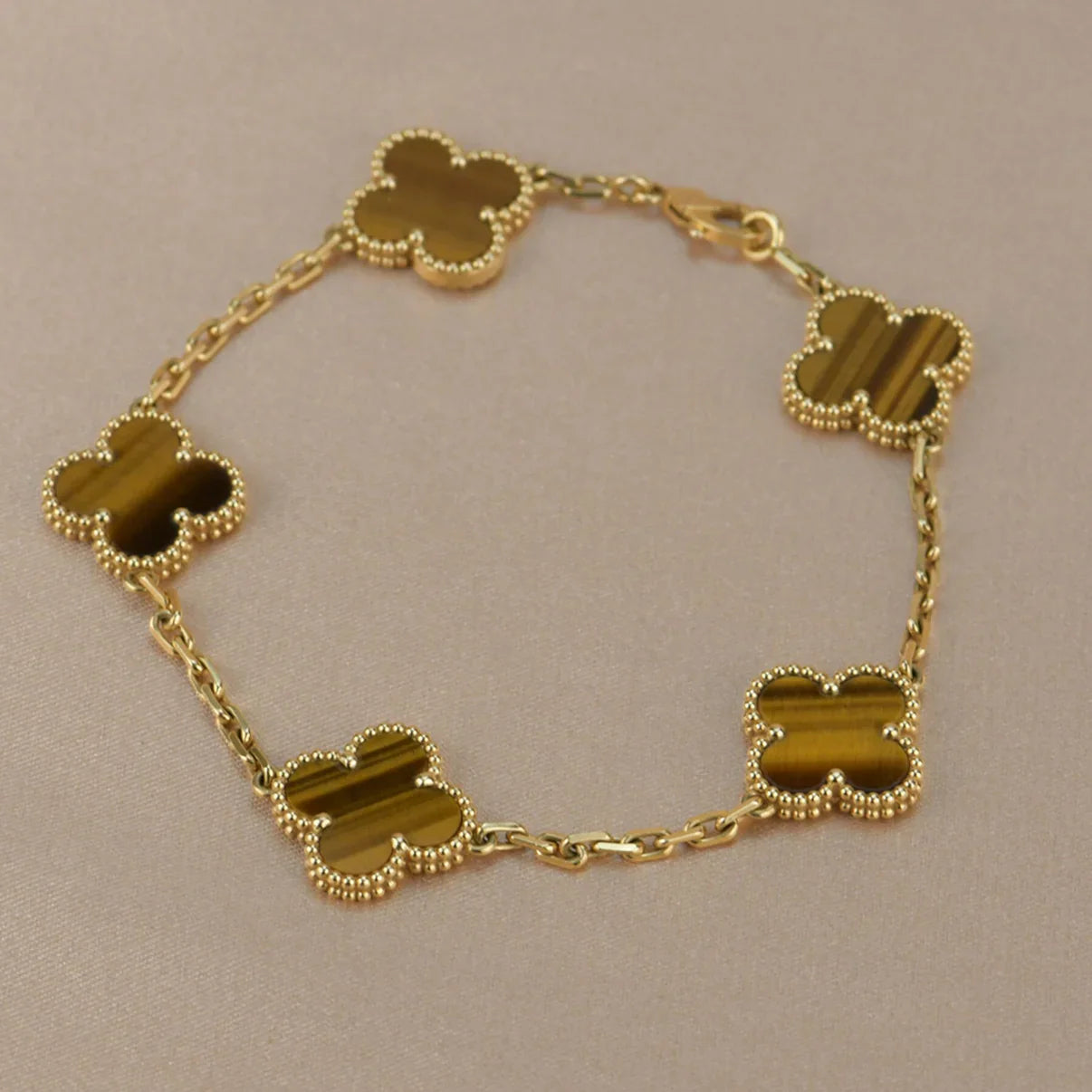 [Noble Aura jewelry] CLOVER 5 MOTIFS TIGER EYE BRACELET COLLECTION