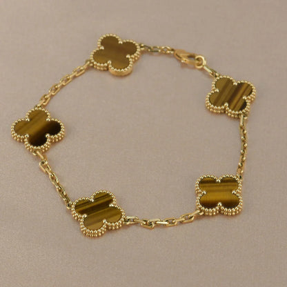 [Noble Aura jewelry] CLOVER 5 MOTIFS TIGER EYE BRACELET COLLECTION