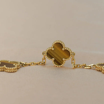 [Noble Aura jewelry] CLOVER 5 MOTIFS TIGER EYE BRACELET COLLECTION