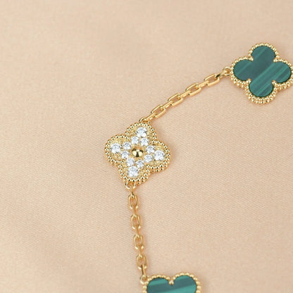 [Noble Aura jewelry] CLOVER 5 MOTIF MALACHITE BRACELET COLLECTION
