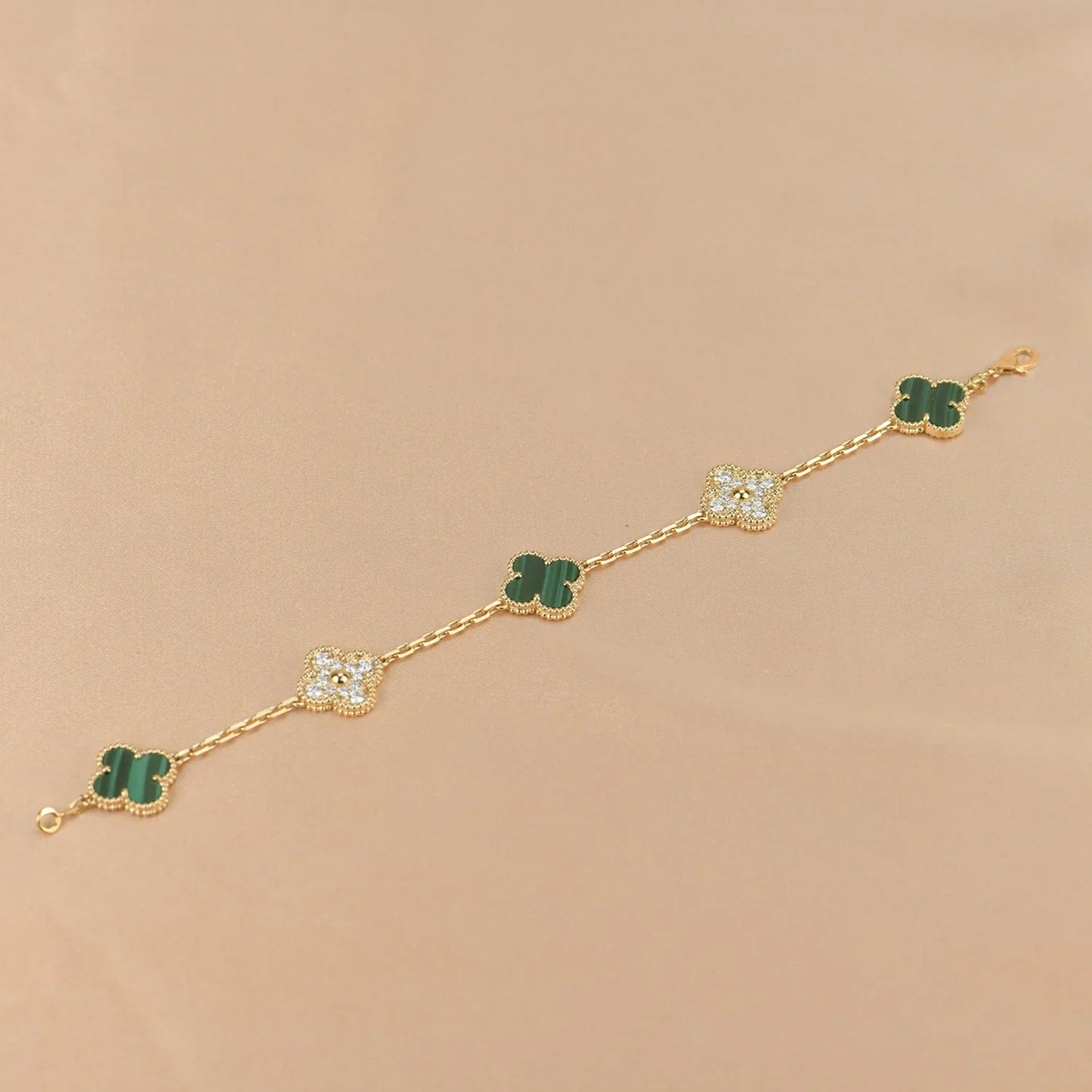 [Noble Aura jewelry] CLOVER 5 MOTIF MALACHITE BRACELET COLLECTION