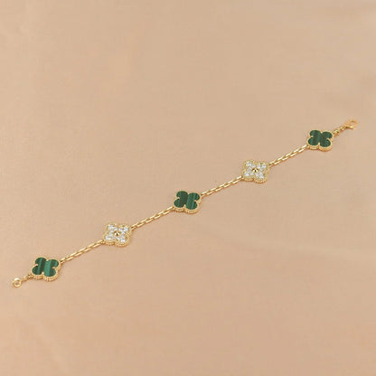 [Noble Aura jewelry] CLOVER 5 MOTIF MALACHITE BRACELET COLLECTION