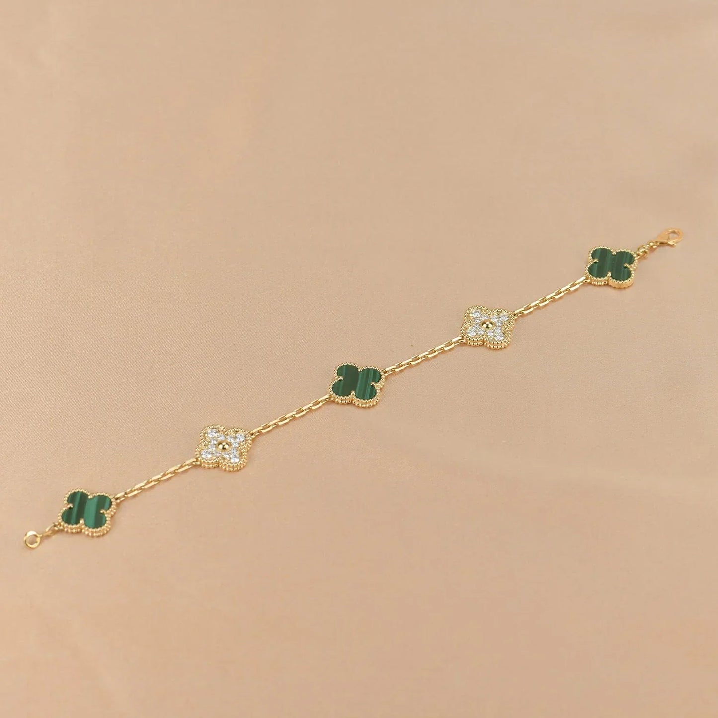 [Noble Aura jewelry] CLOVER 5 MOTIF MALACHITE BRACELET COLLECTION