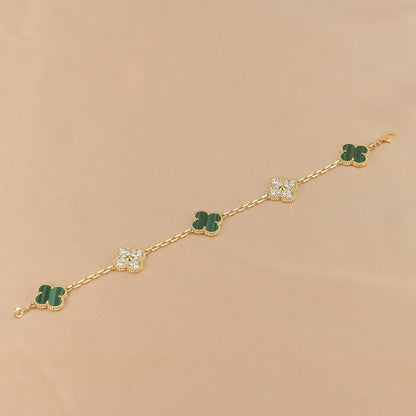 [Noble Aura jewelry] CLOVER 5 MOTIF MALACHITE BRACELET COLLECTION