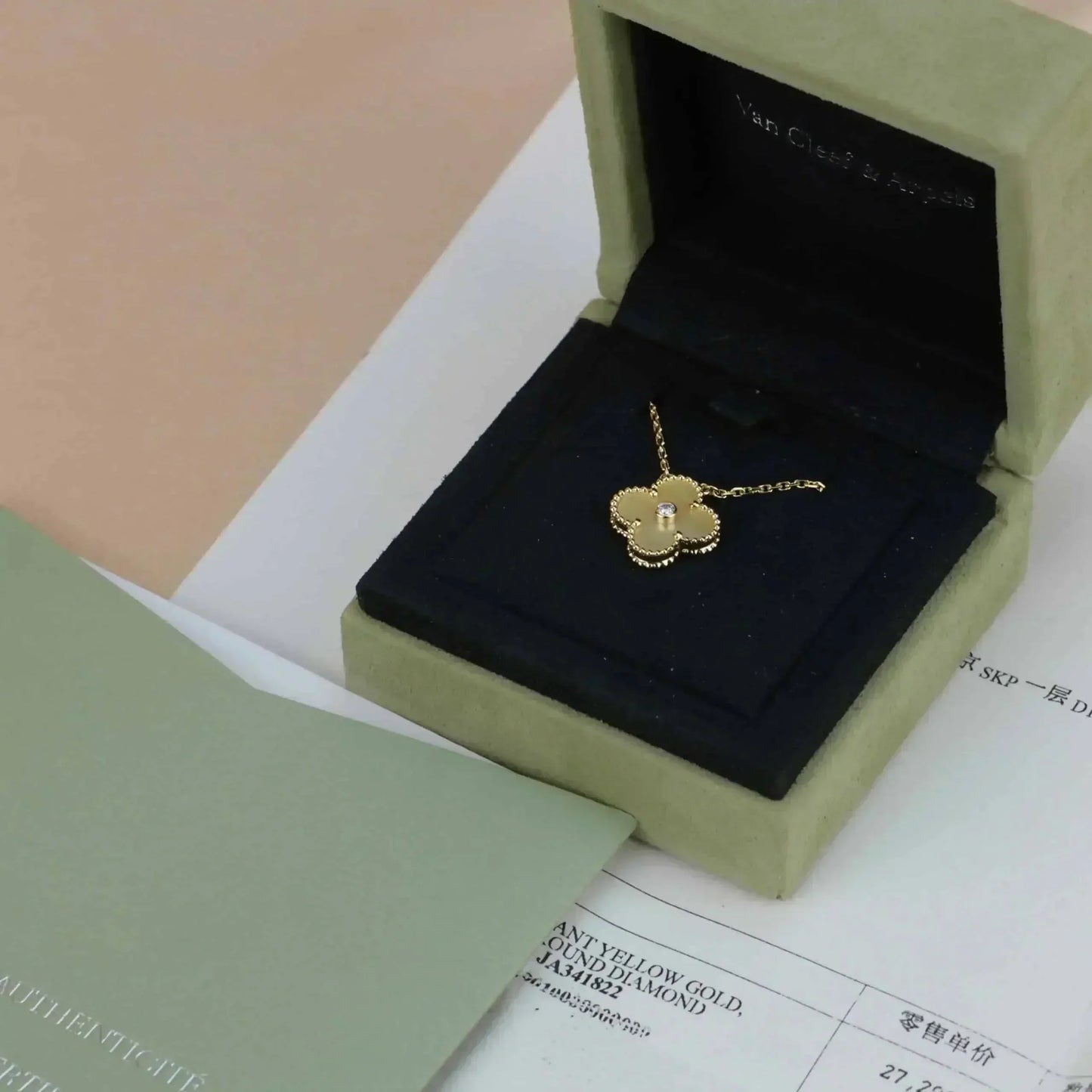 [Noble Aura jewelry]CLOVER 15MM DIAMOND GOLD MOTHER OF PEARL NECKLACE