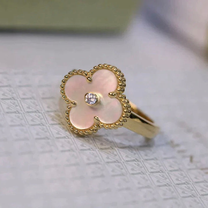 [Noble Aura jewelry]CLOVER PINK MOP RING GOLD DIAMOND