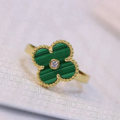[Noble Aura jewelry]CLOVER MALACHITE RING GOLD DIAMOND