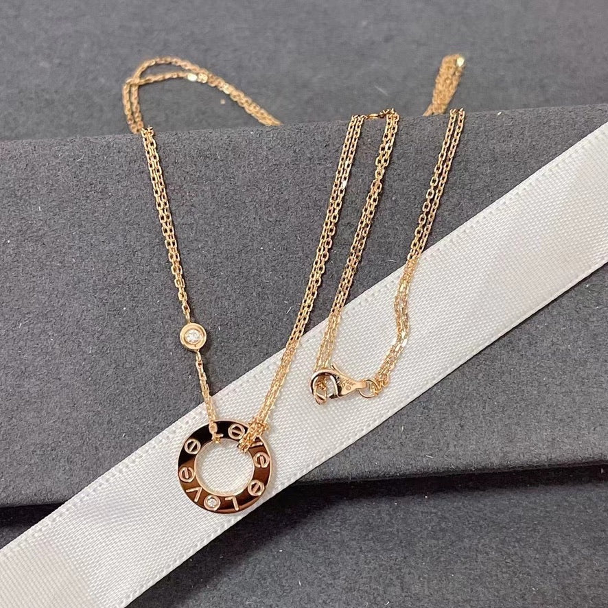 [Noble Aura jewelry]LOVE NECKLACE 16MM 2 DIAMONDS
