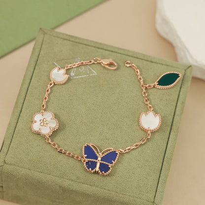 [Noble Aura jewelry]LUCKY SPRING BUTTERFLY 5 MOTIF BRACELET