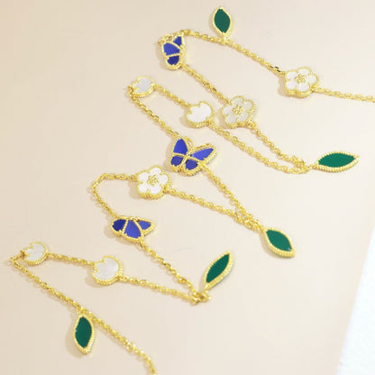 [Noble Aura jewelry] LUCKY SPRING BUTTERFLY 15 FLOWER NECKLACE