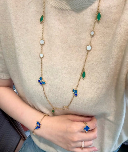 [Noble Aura jewelry]LUCKY SPRING BUTTERFLY 15 FLOWER NECKLACE