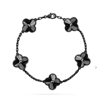 [Noble Aura jewelry]CLOVER 5 MOTIF BLACK BRACELET