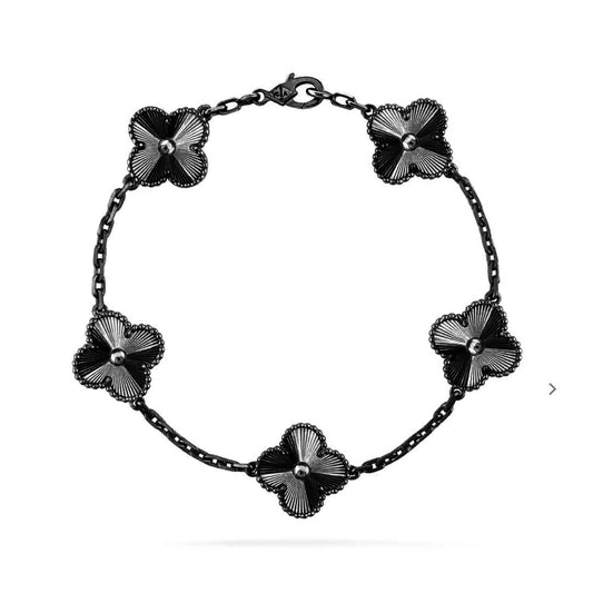 [Noble Aura jewelry]CLOVER 5 MOTIF BLACK BRACELET
