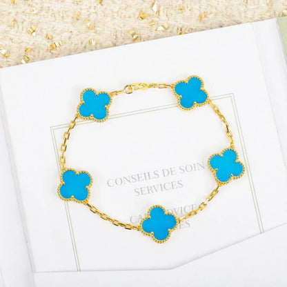 [Noble Aura jewelry] CLOVER 5 MOTIF TURQUOISE BRACELET COLLECTION