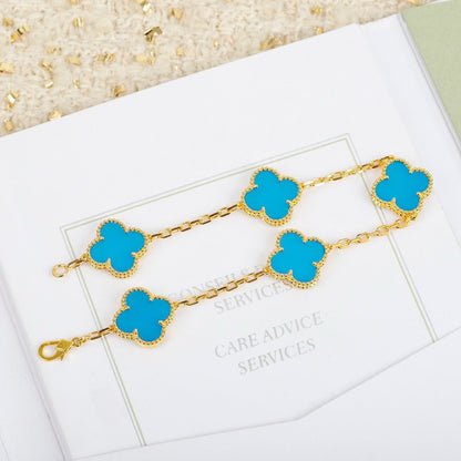 [Noble Aura jewelry]CLOVER 5 MOTIFS TURQUOISE BRACELET