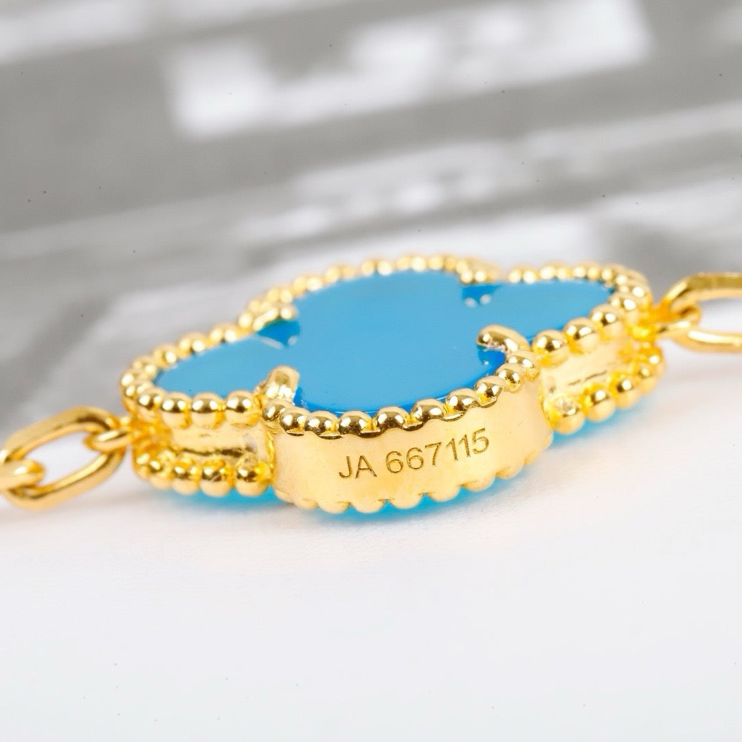 [Noble Aura jewelry]CLOVER 5 MOTIFS TURQUOISE BRACELET