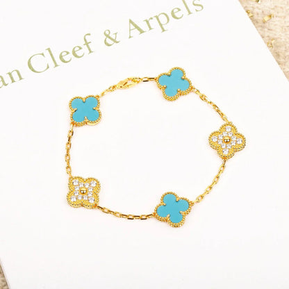 [Noble Aura jewelry] CLOVER 5 MOTIF TURQUOISE BRACELET COLLECTION