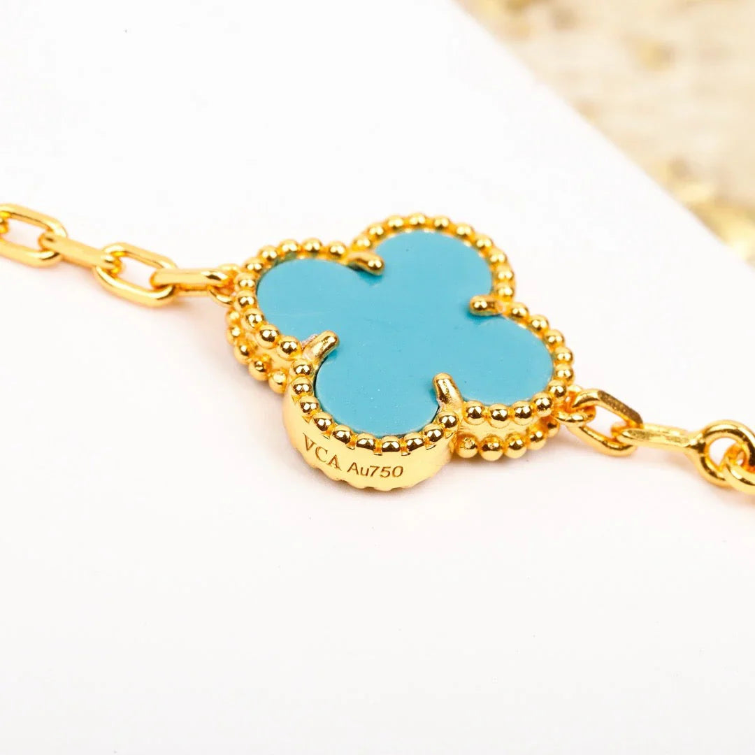 [Noble Aura jewelry] CLOVER 5 MOTIF TURQUOISE BRACELET COLLECTION