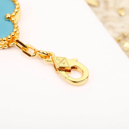 [Noble Aura jewelry]CLOVER 5 MOTIF TURQUOISE DIAMOND GOLD BRACELET