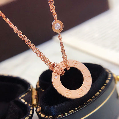 [Noble Aura jewelry]LOVE NECKLACE 16MM 2 DIAMONDS