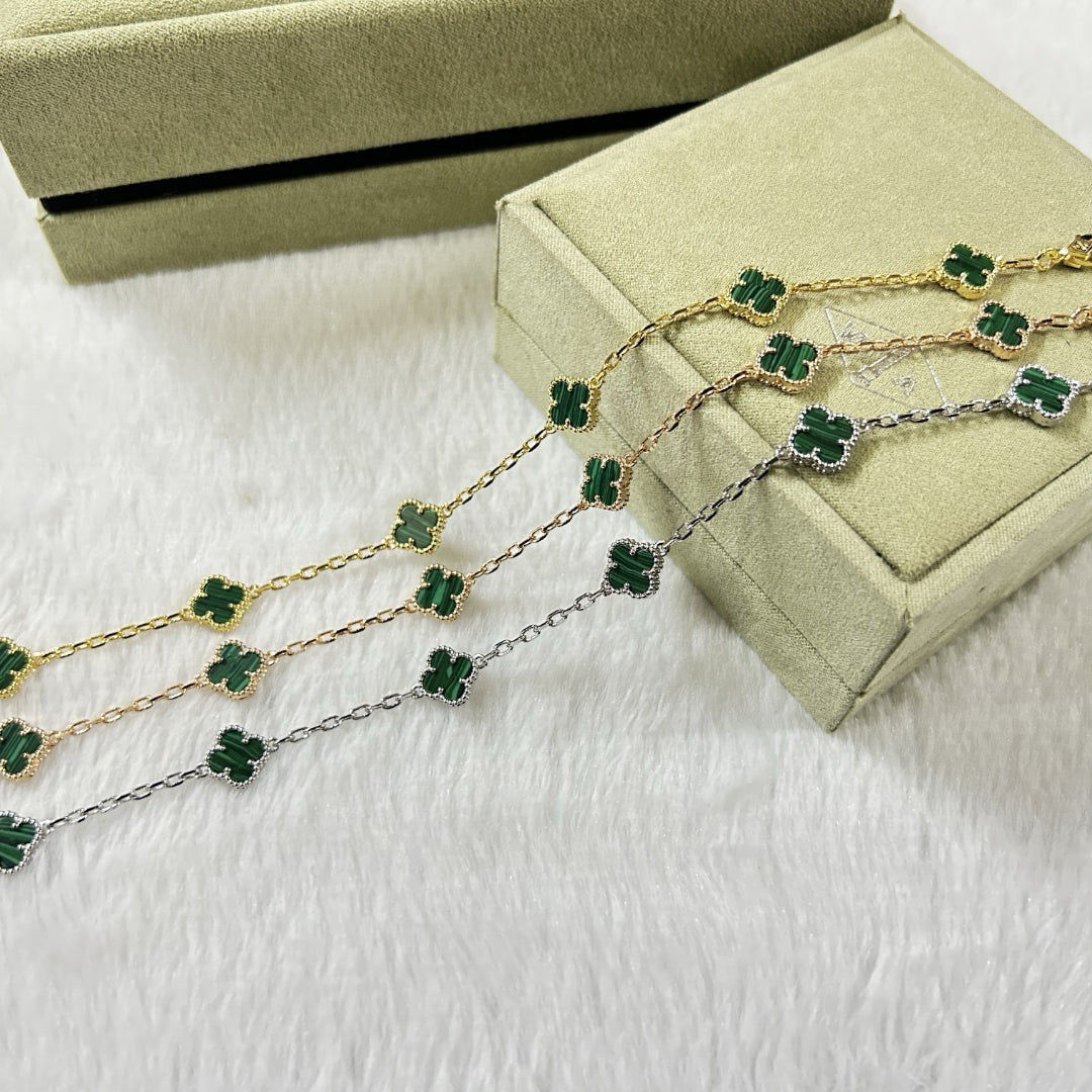 [Noble Aura jewelry]CLOVER 6 MOTIF MALACHITE BRACELET