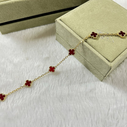 [Noble Aura jewelry]CLOVER 6 MOTIF RED AGATE BRACELET