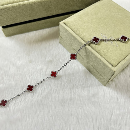[Noble Aura jewelry]CLOVER 6 MOTIF RED AGATE BRACELET