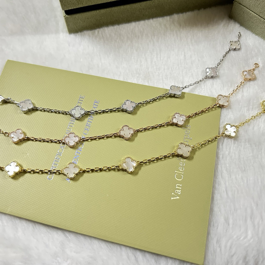 [Noble Aura jewelry]CLOVER 6 MOTIF WHITE MOP BRACELET