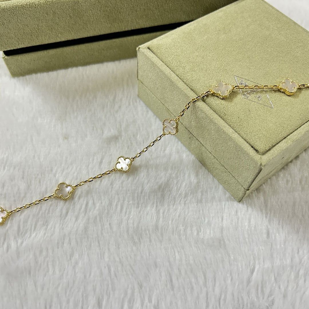 [Noble Aura jewelry]CLOVER 6 MOTIF WHITE MOP BRACELET