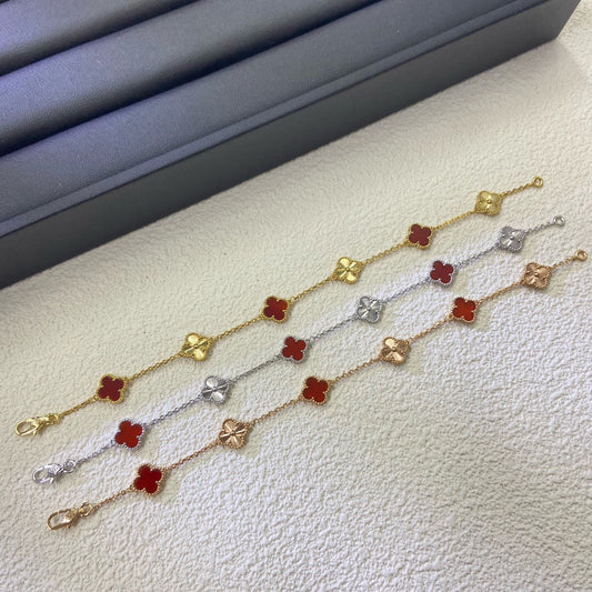 [Noble Aura jewelry]CLOVER 6 MOTIF RED AGATE LASER BRACELET