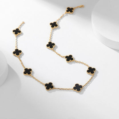 [Noble Aura jewelry]CLOVER 10 MOTIFS ONYX NECKLACE
