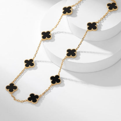 [Noble Aura jewelry]CLOVER 10 MOTIFS ONYX NECKLACE