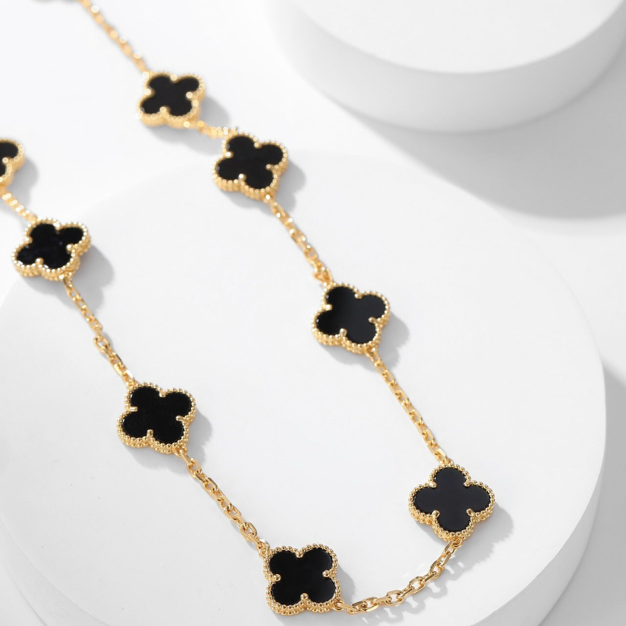 [Noble Aura jewelry]CLOVER 10 MOTIFS ONYX NECKLACE