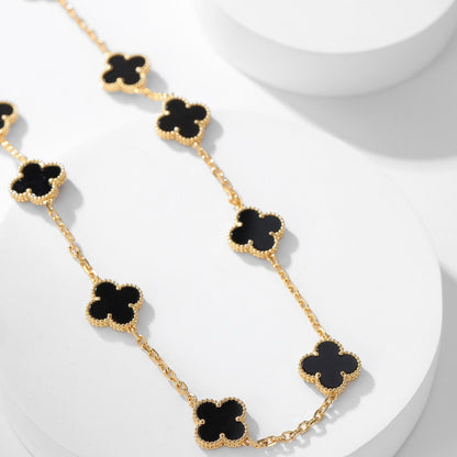 [Noble Aura jewelry]CLOVER 10 MOTIFS ONYX NECKLACE