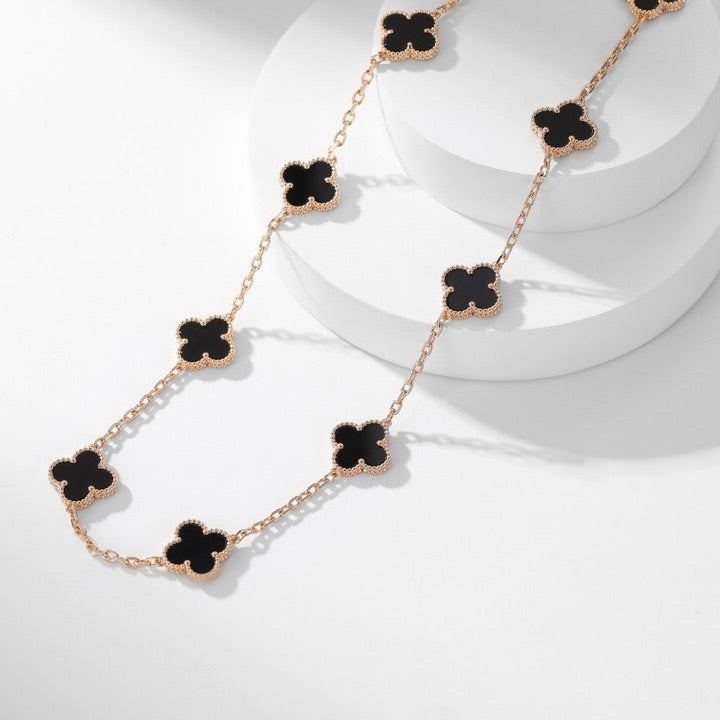 [Noble Aura jewelry]CLOVER 10 MOTIFS ONYX NECKLACE