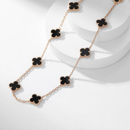 [Noble Aura jewelry]CLOVER 10 MOTIFS ONYX NECKLACE