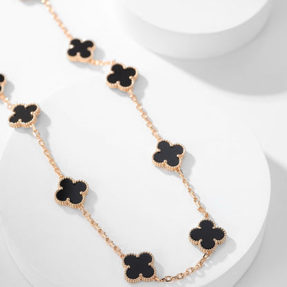 [Noble Aura jewelry]CLOVER 10 MOTIFS ONYX NECKLACE