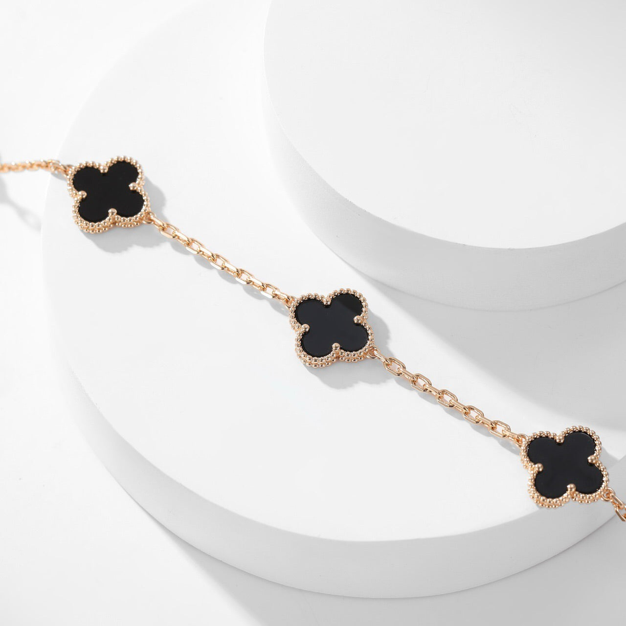 [Noble Aura jewelry]CLOVER 10 MOTIFS ONYX NECKLACE