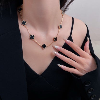 [Noble Aura jewelry]CLOVER 10 MOTIFS ONYX NECKLACE