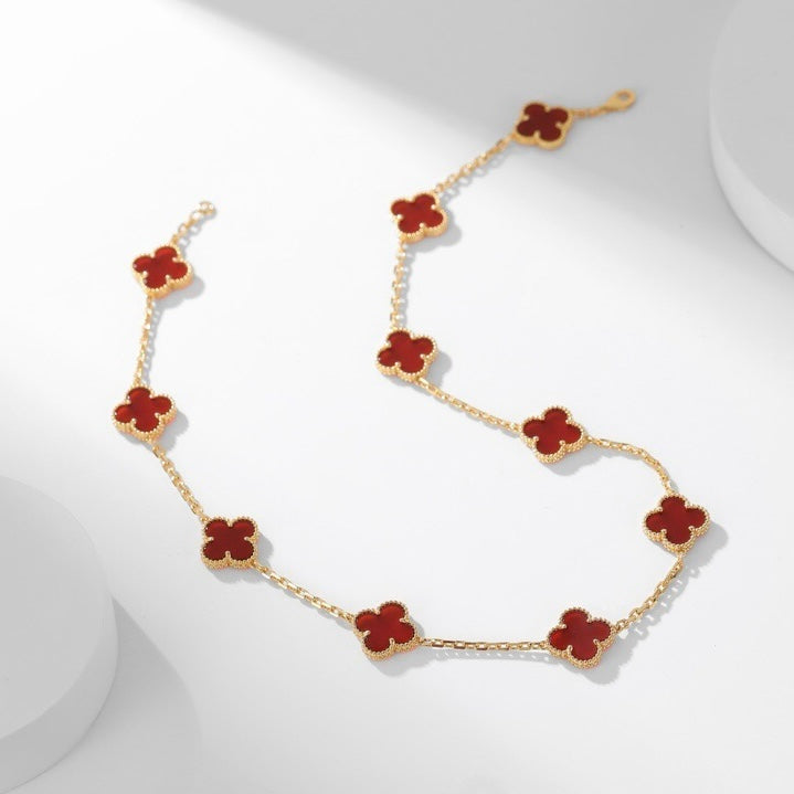 [Noble Aura jewelry]CLOVER 10 MOTIFS CARNELIAN NECKLACE