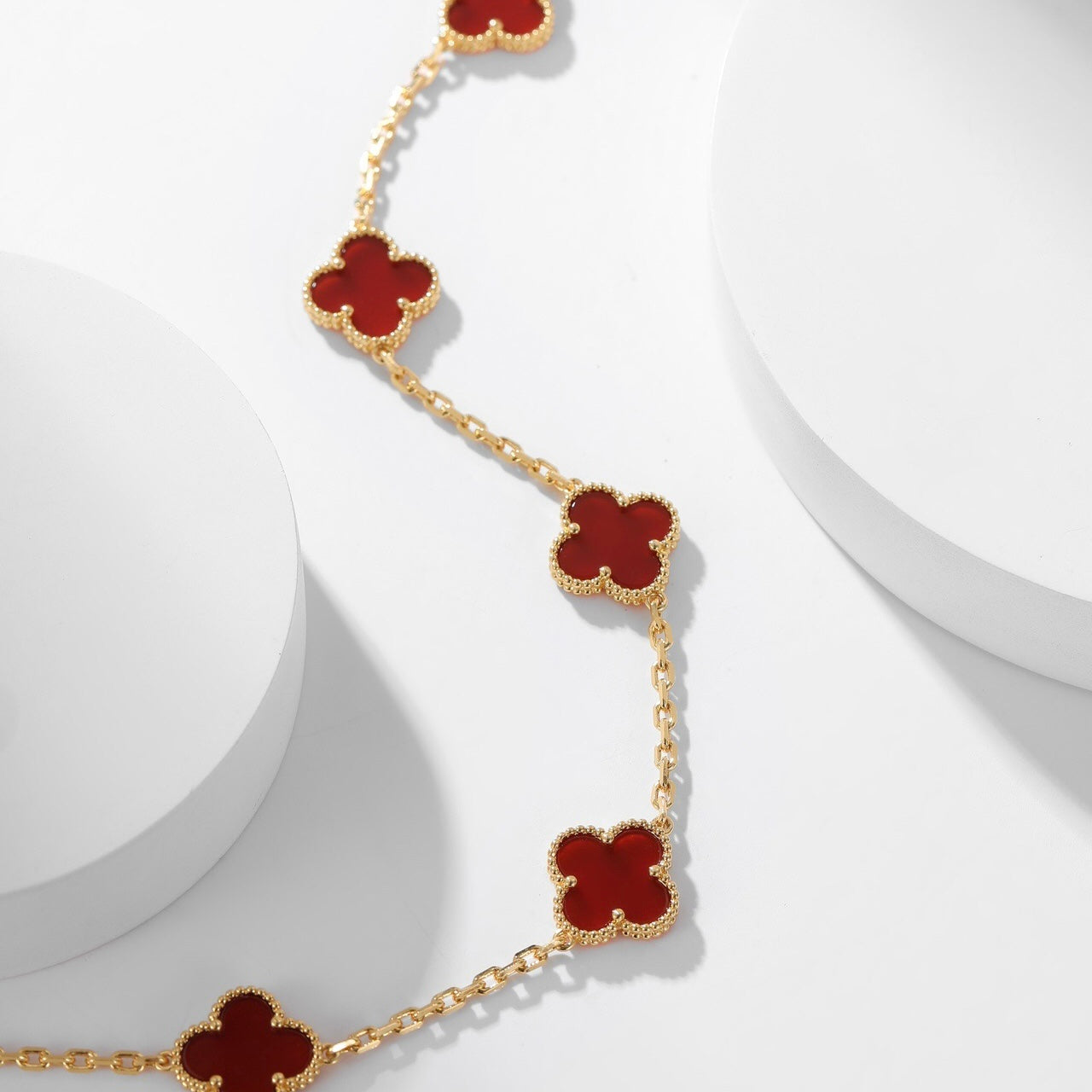 [Noble Aura jewelry]CLOVER 10 MOTIFS CARNELIAN NECKLACE