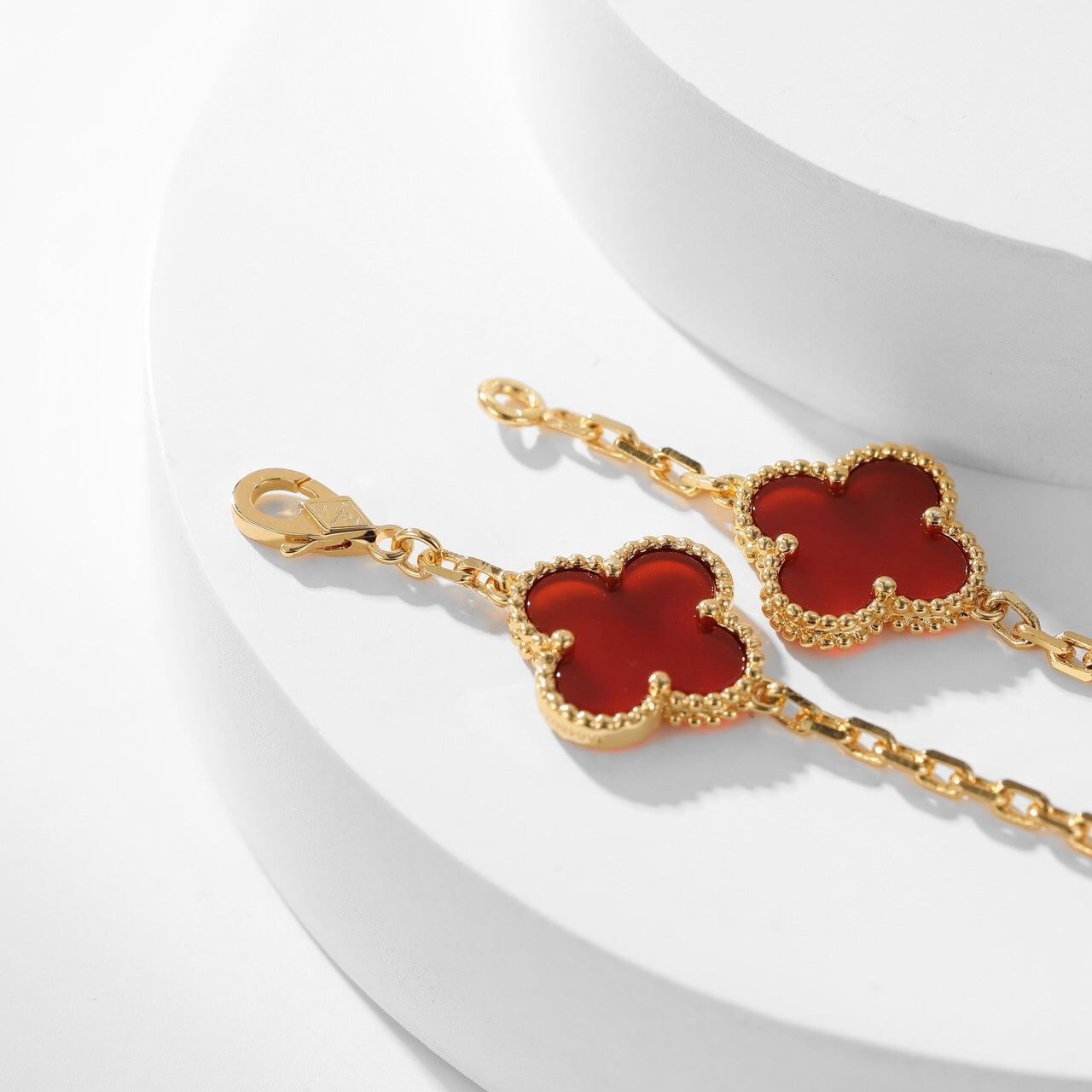 [Noble Aura jewelry]CLOVER 10 MOTIFS CARNELIAN NECKLACE