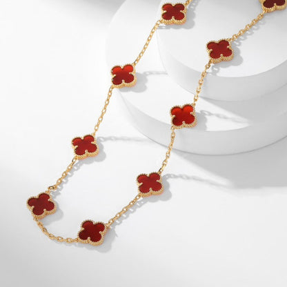 [Noble Aura jewelry]CLOVER 10 MOTIFS CARNELIAN NECKLACE