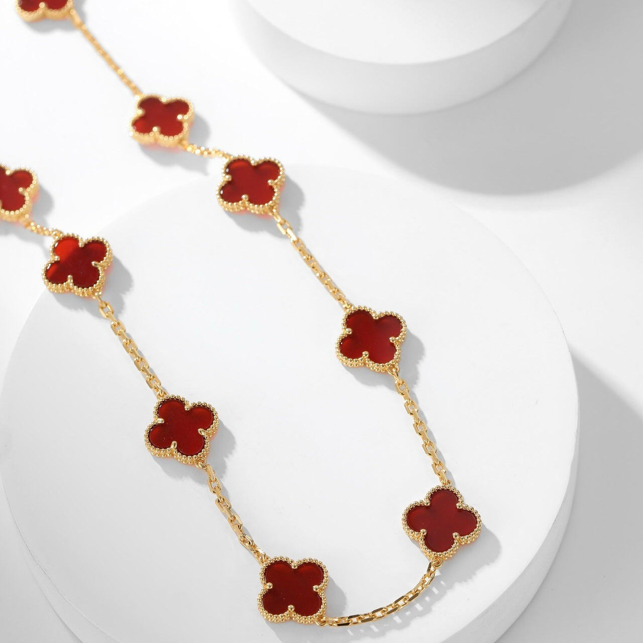 [Noble Aura jewelry]CLOVER 10 MOTIFS CARNELIAN NECKLACE