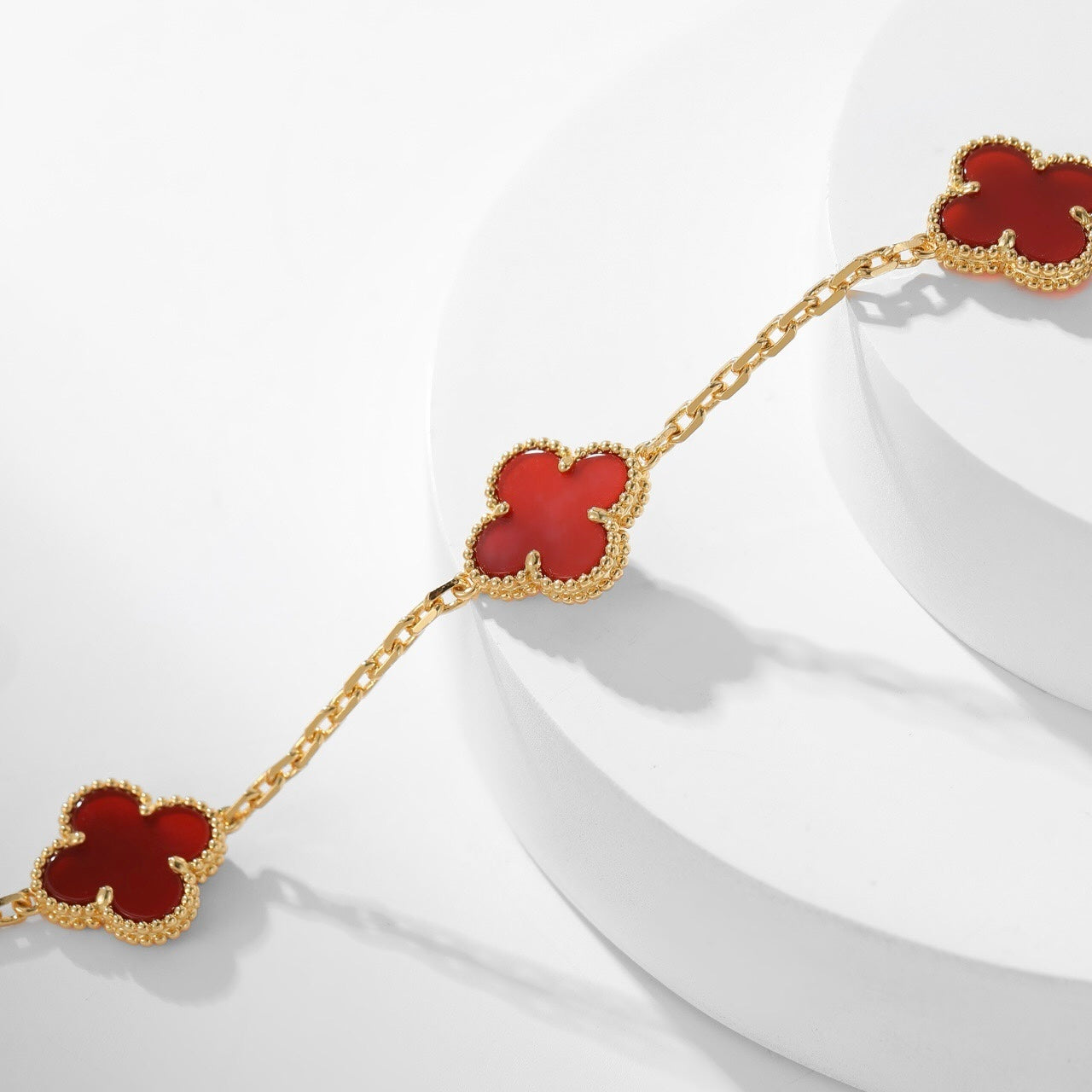[Noble Aura jewelry]CLOVER 10 MOTIFS CARNELIAN NECKLACE