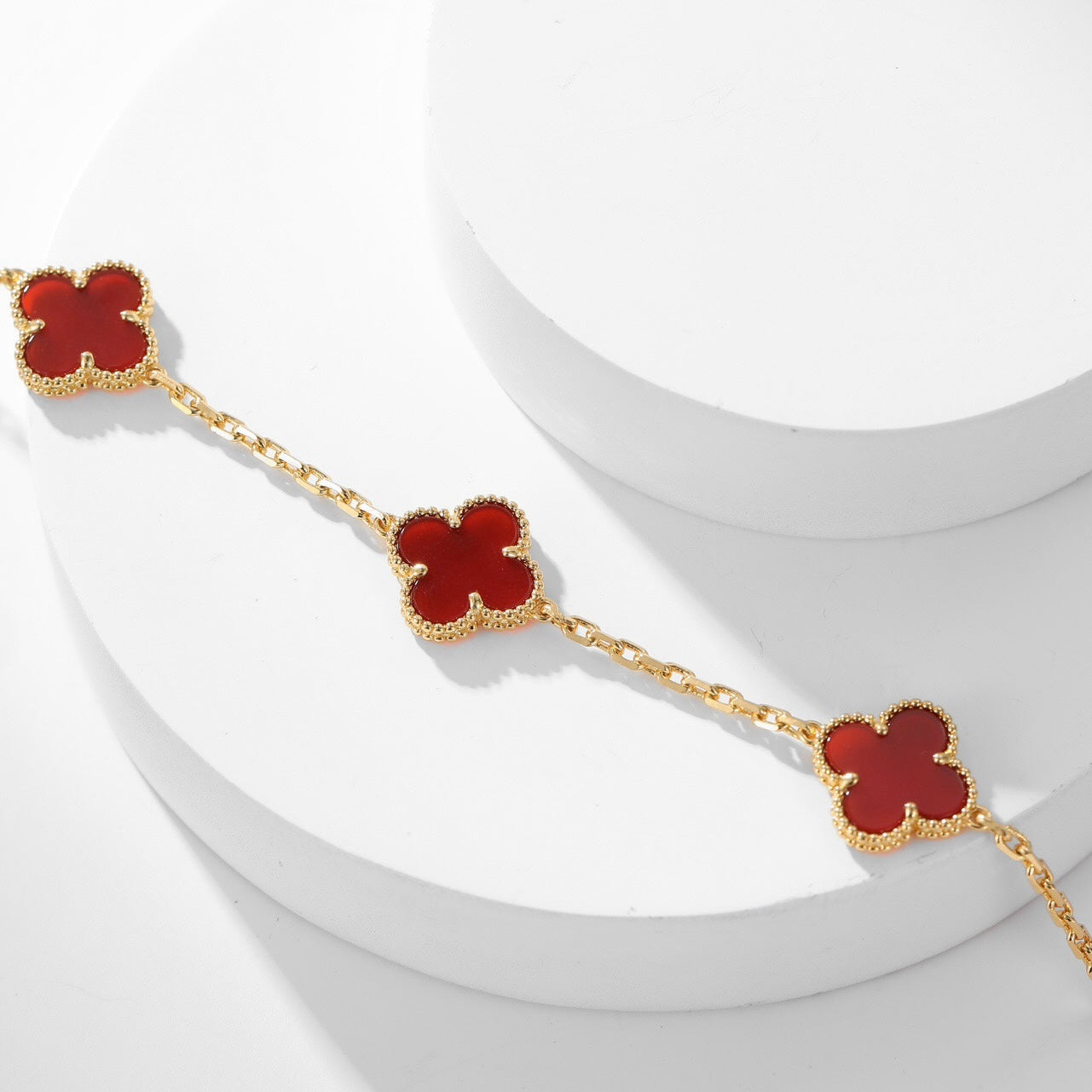 [Noble Aura jewelry]CLOVER 10 MOTIFS CARNELIAN NECKLACE