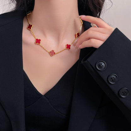 [Noble Aura jewelry]CLOVER 10 MOTIFS CARNELIAN NECKLACE