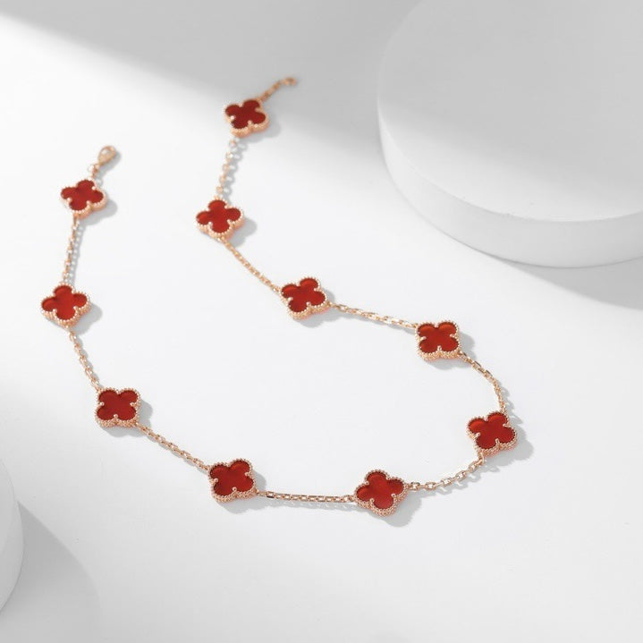 [Noble Aura jewelry]CLOVER 10 MOTIFS CARNELIAN NECKLACE