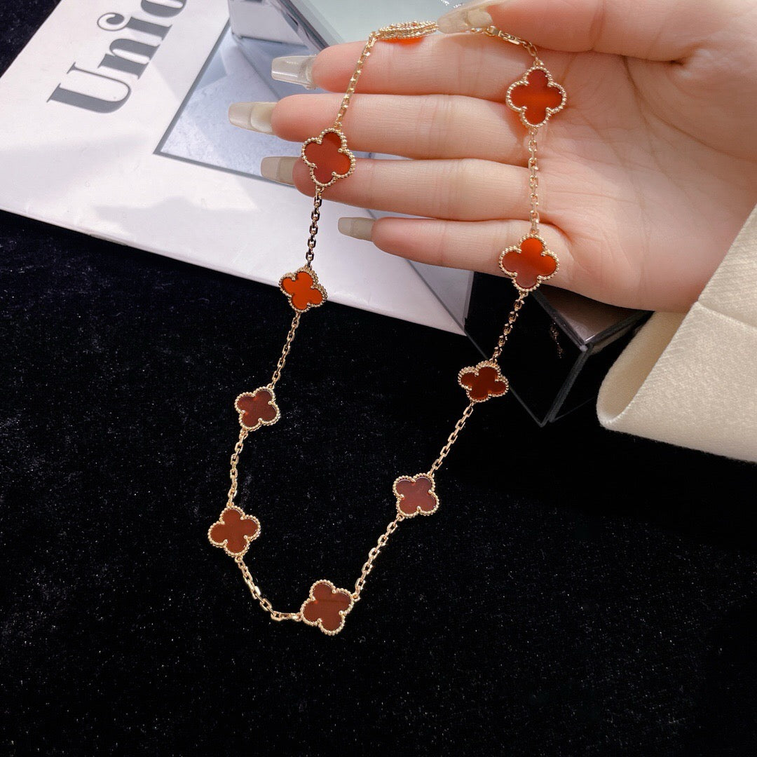[Noble Aura jewelry]CLOVER 10 MOTIFS CARNELIAN NECKLACE