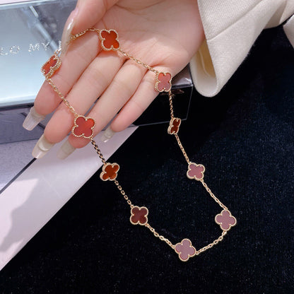 [Noble Aura jewelry]CLOVER 10 MOTIFS CARNELIAN NECKLACE